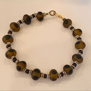 💐5/25 Art glass bead silver tone quality